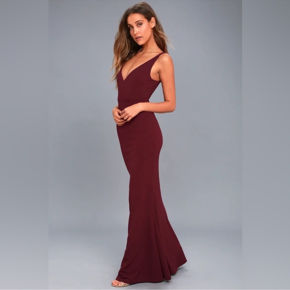 Lulu's Melora Deep Burgundy Maxi Dress